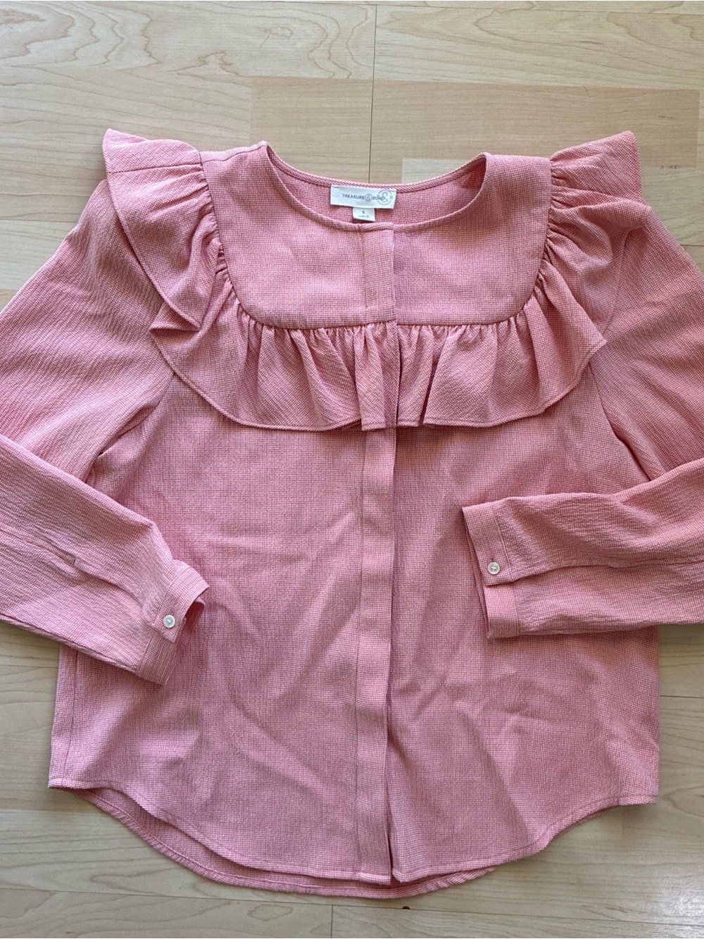 Treasure & Bond Pink Ruffle Bib Blouse